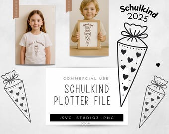 Schulkind 2025 SVG-Datei: Deutsche Schultüte, Schultüte schneiden Design