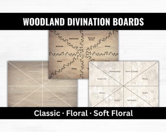 Woodland Divination Boards Printable A4, Charm Casting Board Set, Classic Floral and Soft Floral Oracle Reading Mat, Intuitive Reading Tool