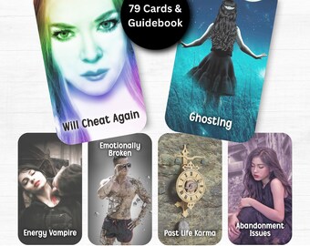 The Dark Side of Love Oracle Deck Printable, 79 Cards Tarot Style, Relationship Red Flags, Toxic Love Reading, Digital Download Guidebook
