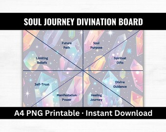 Soul Journey Divination Board, Spiritual Reading Board Printable, Crystal and Rune Casting Mat, Intuitive Guidance Board, A4 Divination Tool