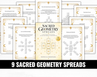 Sacred Geometry Tarot Spreads, 9 Advanced Card Spreads, Tarot and Oracle Reading Guide, Oracle Transformational Spreads A4 PDF Printable
