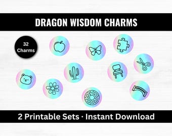 Dragon Wisdom Charms Printable, Dragon Oracle Charms, Divination Charms Set, Spiritual Charms, Printable Oracle Symbols, Intuitive Reading