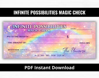 Infinite Possibilities Magic Check, Printable Manifestation Check, Law of Assumption, Digital Download, Abundance Ritual, Spiritual Tool
