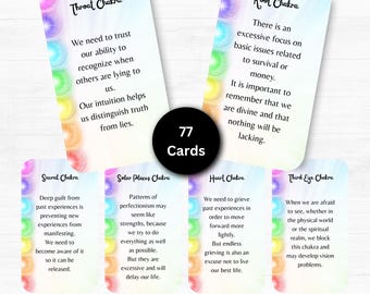 Chakra Healing Truths Oracle, 77 Cards Printable, Chakra Healing Deck, Spiritual Guidance Cards, Energy Healing, Self Awareness