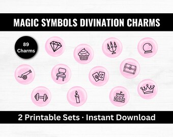 Magic Symbols Divination Charms Printable, 89 Symbol Charms with Guidebook, Charm Casting Set, Divination Charms PDF, Instant Download