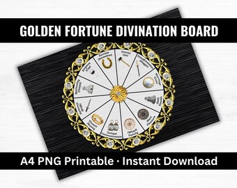 Golden Fortune Divination Board Printable, Fortune Wheel Oracle Board, Gypsy Inspired Divination Mat, Pendulum and Charm Casting Board
