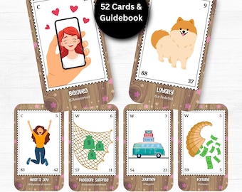 Modern Italian Sibilla Oracle Deck (English Version), Printable Sibilla Cards, 52 Cards & Guidebook, Intuitive Divination Deck