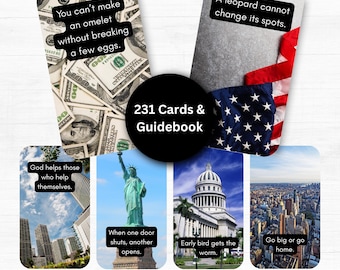 Oracle of American Proverbs, Oracle Cards Printable Deck, Idioms & Quotes, Spiritual Wisdom Digital Download