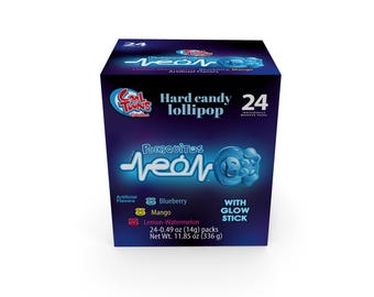 Neon Piglet Lollipops: Toons Glow Stick Candy, 24-Pack