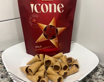 Wafelek waflowy z nadzieniem z mlecznej czekolady firmy Doliche – wielkości kęsa, 4,23 uncji (120 g), w zamykanych, stojących torebkach