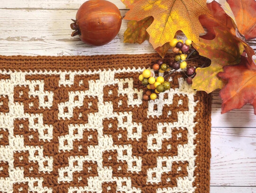 Photo inspiration: Crochet Pattern Overlay Mosaic Fall Placemat Easy Farmhouse Table Photo Inspiration
