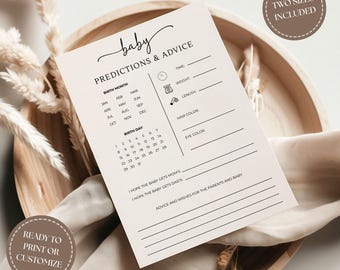 Baby Predictions & Advice Game, Printable Baby Shower Activity, Editable Canva Template, Instant Download
