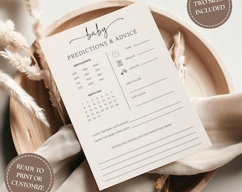 Baby Predictions & Advice Game, Printable Baby Shower Activity, Editable Canva Template, Instant Download
