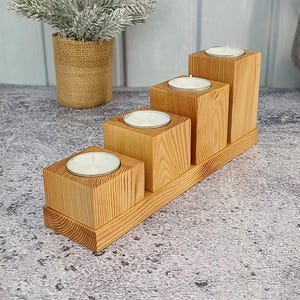 Teelichthalter, inkl. Teelichter, stilvolles Unikat Deko & Geschenkidee, tolles Design auch für die Adventszeit, Lärche geölt