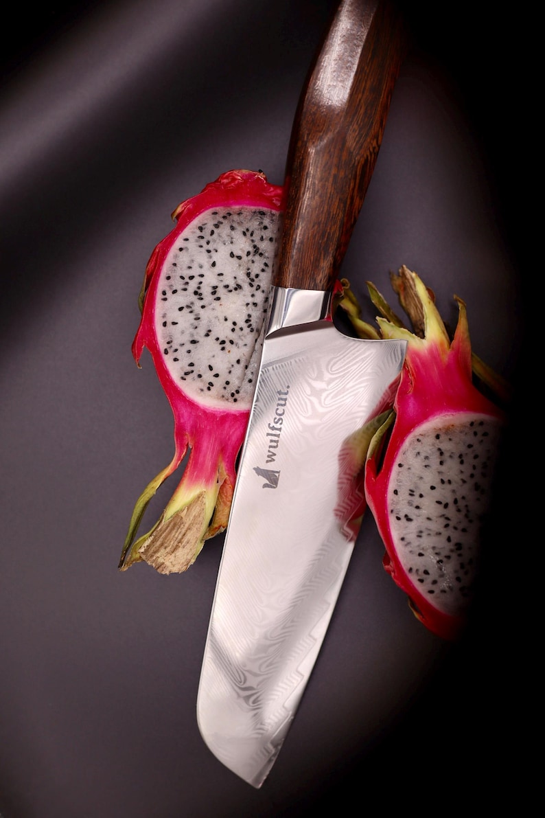 Santoku Damascus messenset – 6-delig inclusief broodmes en koksmes | 67 lagen handgesmeed Damascusstaal afbeelding 10