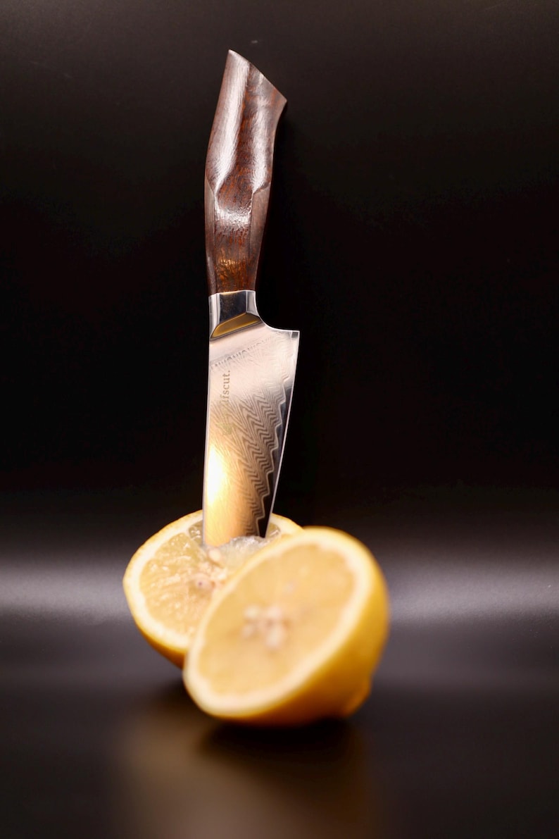 Santoku Damascus messenset – 6-delig inclusief broodmes en koksmes | 67 lagen handgesmeed Damascusstaal afbeelding 11