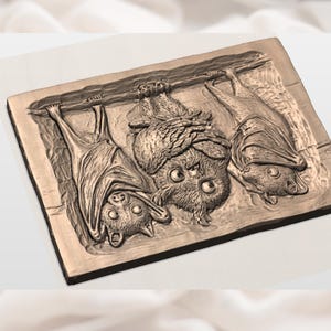 Bats & Owl 3D Relief STL view 2