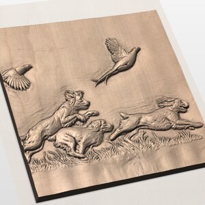 Hunting Dogs 3D Relief STL view 3