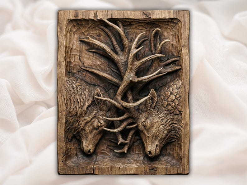 Deer Buck Antlers 3D Relief STL File