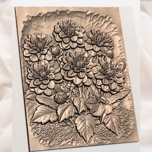 Dahlia Flowers 3D Relief STL for CNC Router view 2