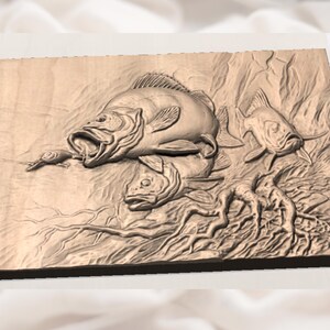 Bass Fishing 3D Relief STL File view 3
