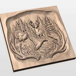 Hunting & Fishing Wildlife 3D Relief STL view 2