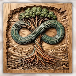 Tree of Life Infinity 3D Relief STL view 1