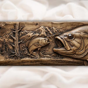 Largemouth Bass Relief STL view 1