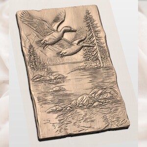 Flying Ducks 3D Relief STL view 3