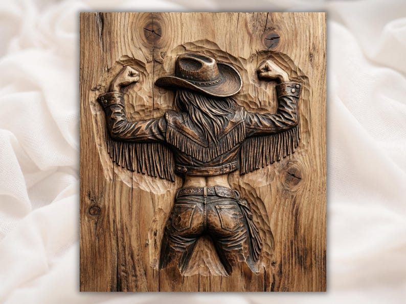 Cowgirl 3D Relief STL CNC Carving