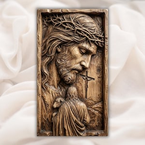 Jesus Portrait 3D Relief STL view 1