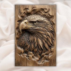 Bald Eagle Head 3D Relief STL view 1
