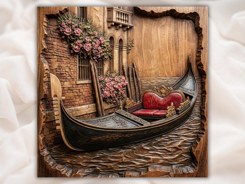 Venice Gondola 3D STL Relief