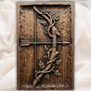 Woodland Deer Cross STL view 1