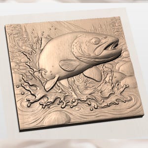 Trout Fish 3D Relief STL view 3