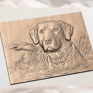 Retriever Dog 3D Relief STL view 3