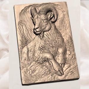 Mountain Goat 3D Relief STL view 2