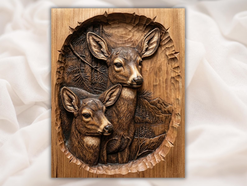 Deer & Fawn Relief STL