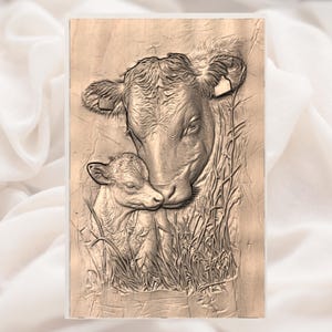 Cow & Calf 3D Relief STL view 2