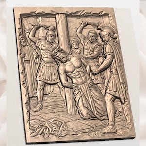 Jesus Scourging at the Pillar 3D Relief STL view 2