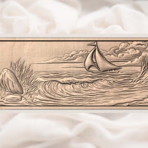 Sailboat Ocean Waves STL Relief view 3