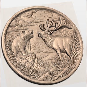 Round Bear Elk STL view 2