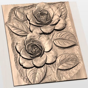 Rose Flowers 3D Relief STL for CNC Router view 3