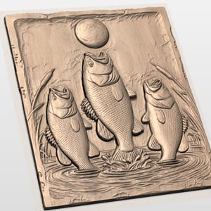 Bass Fish Moon STL view 2