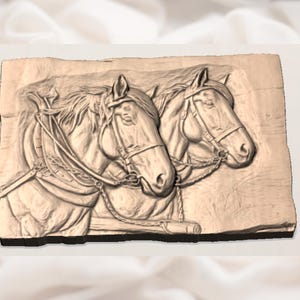 Pair of Horses STL Relief view 3