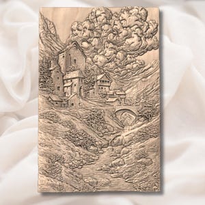 Medieval Castle Village 3D Relief STL view 2