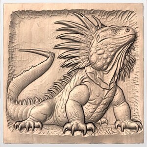 Iguana Lizard 3D Relief STL for CNC Router view 3