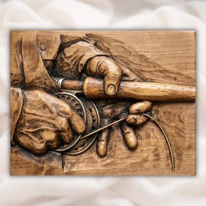 Fly Fishing Hands 3D Relief STL view 1