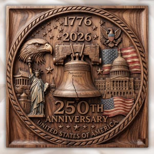 American 250 Anniversary Bas Relief STL view 1