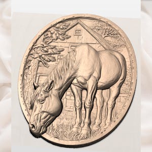 Horse Barn 3D Relief STL view 3